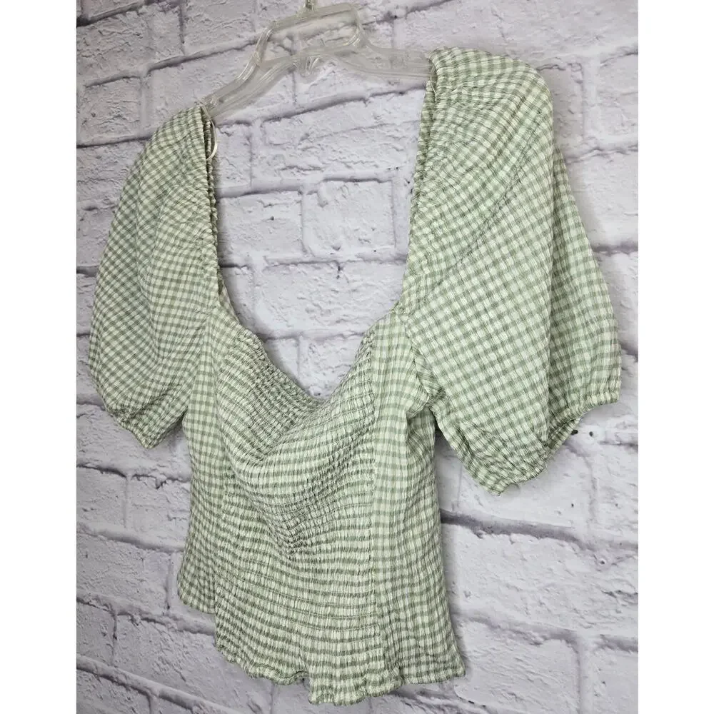 ASTR The Label Daydreamer Women's Puff Sleeve Smocked Top XS.